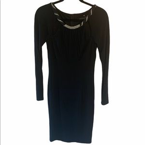 David Meister Cut Out Rhinestone Dress